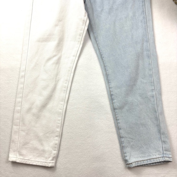 Adika Two-Tone Blue/White Slice High Waisted “mom” Ankle Women's Jeans (Size L) - Picture 5 of 14